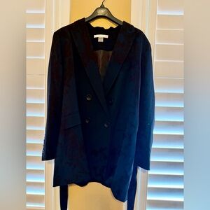 EUC Nygard Ladies 14 Black Double-Breasted Blazer with self tie belt